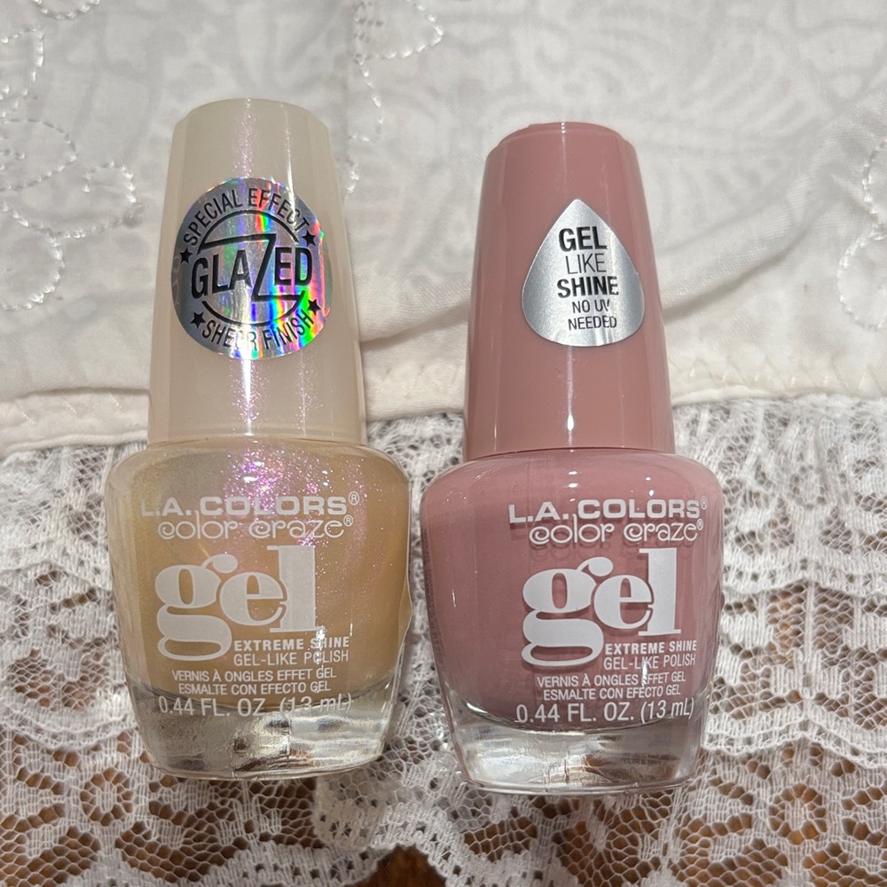 L.A. Colors Gel Nail Polish Duo - Shimmering Gold and Soft Pink